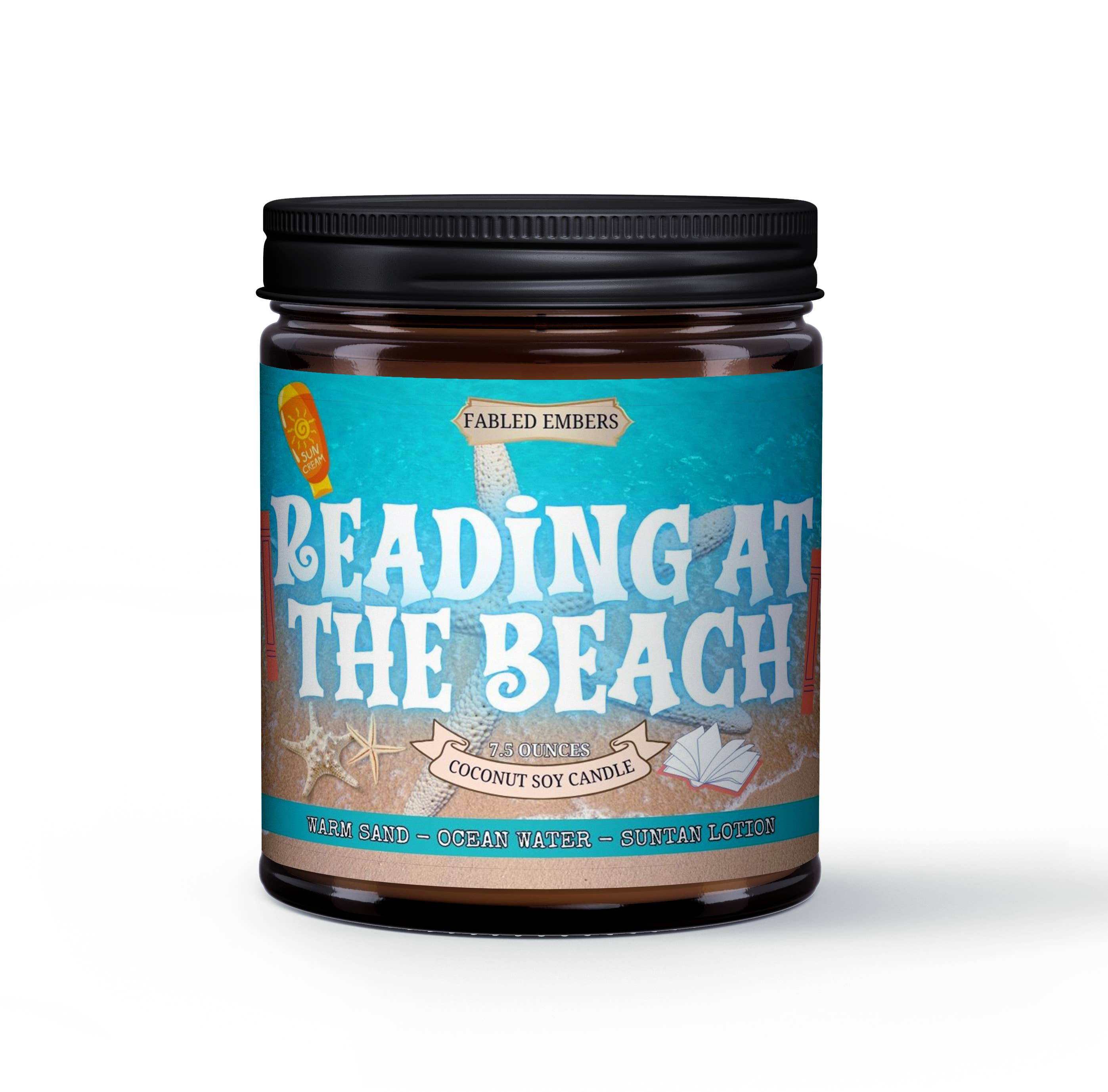 READING AT THE BEACH Suntan Lotion - book lovers candle