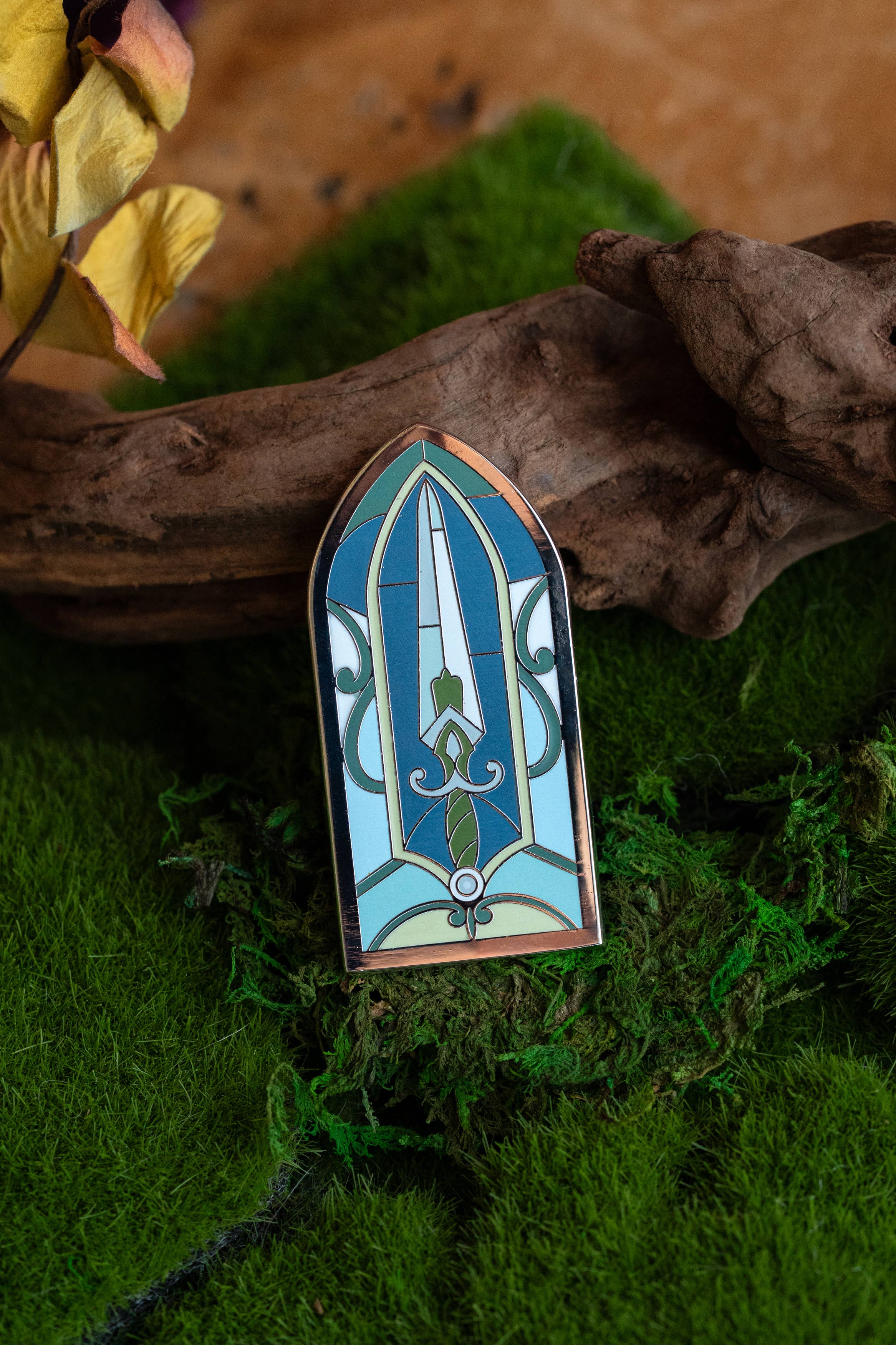 Stained Glass Sword Enamel Pin, Bookish Fantasy