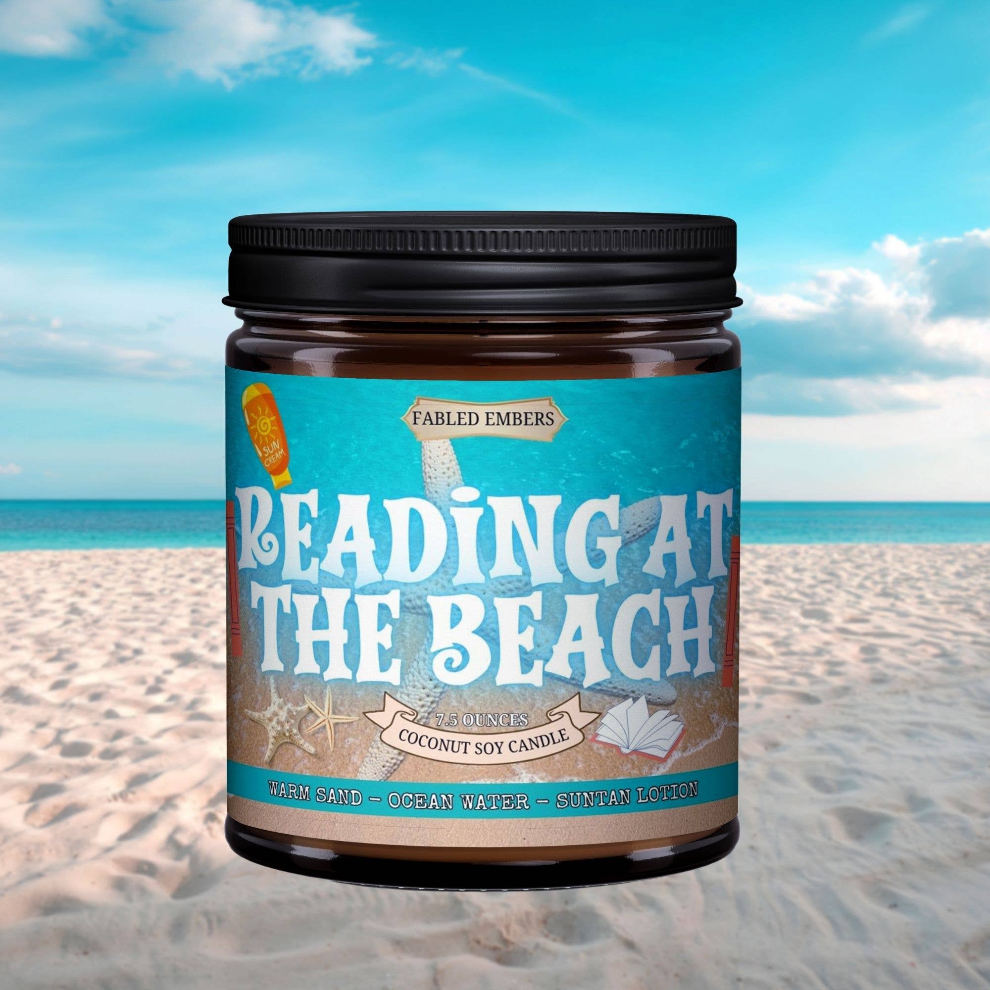 READING AT THE BEACH Suntan Lotion - book lovers candle